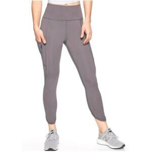 Athleta Leggings Womens Medium Gray All In Capri Stash Pocket Crop Yoga Pilates